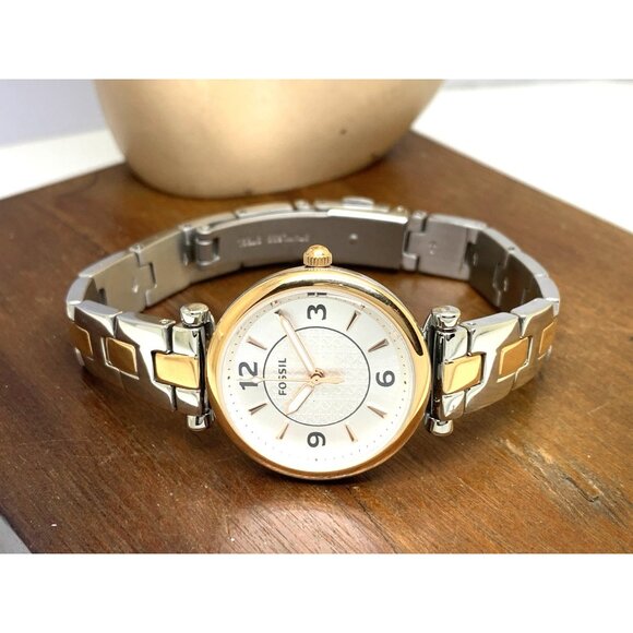Fossil Women\'s Watch ES5201 Quartz Two Tone Silver Rose Gold Steel 28mm main image 7